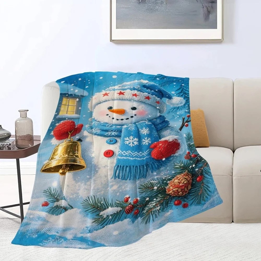 Winter Wonderland Snowman Blanket - Blue and Red